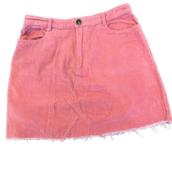 Honey Belle Pink Thin Corduroy Skirt‎ Medium with Fringed Edge Very Good - Picture 1 of 3